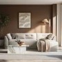 Beige Fabric 4 Seater Right-Hand Chaise L-Shape Corner Sofa - Arden