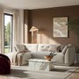 Beige Fabric 4 Seater Left-Hand Chaise L-Shape Corner Sofa - Arden