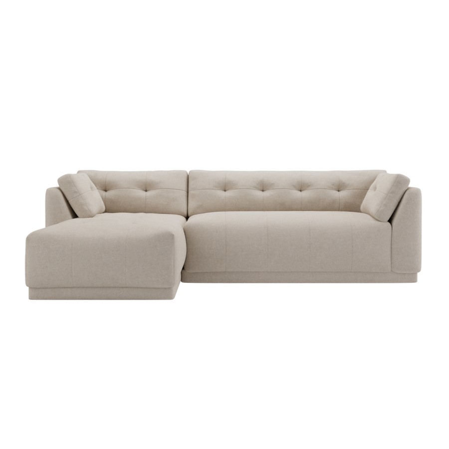 Beige Fabric 4 Seater Left-Hand Chaise L-Shape Corner Sofa - Arden