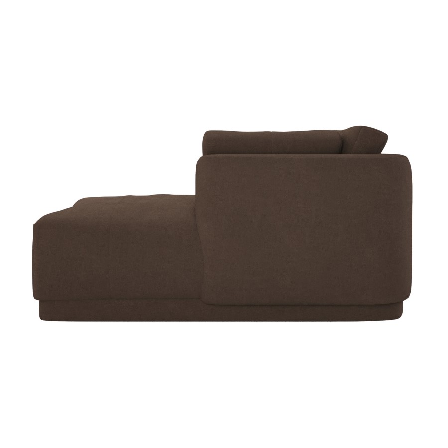 Brown Fabric 4 Seater Right Hand Chaise L-Shape Corner Sofa - Arden