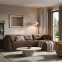 Brown Fabric 4 Seater Right Hand Chaise L-Shape Corner Sofa - Arden