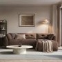 Brown Fabric 4 Seater Right Hand Chaise L-Shape Corner Sofa - Arden