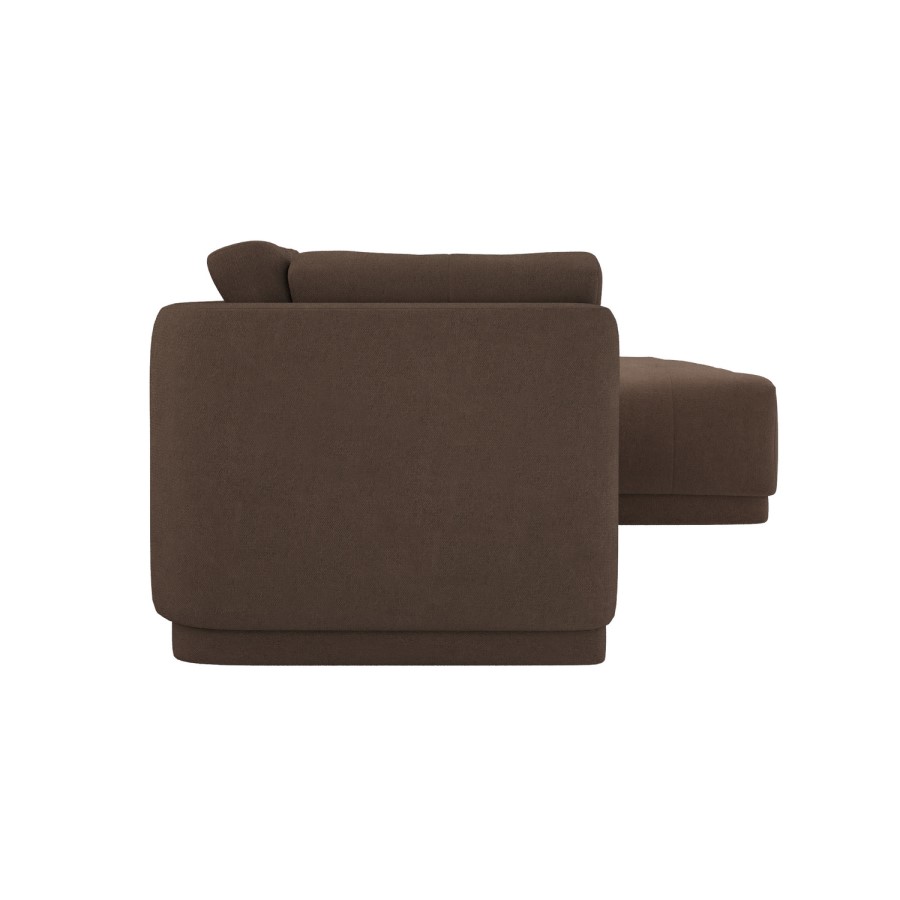 Brown Fabric 4 Seater Right Hand Chaise L-Shape Corner Sofa - Arden