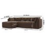 Brown Fabric 4 Seater Left-Hand Chaise L-Shape Corner Sofa - Arden