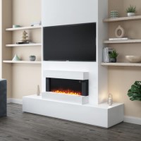 ALMOST PERFECT - White Wall Mounted Electric Fireplace Suite - 39 Inch - Amberglo