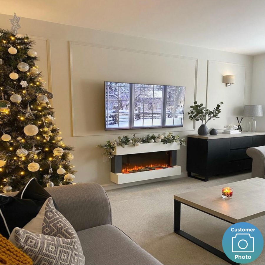 ALMOST PERFECT - White Wall Mounted Electric Fireplace Suite - 39 Inch - Amberglo