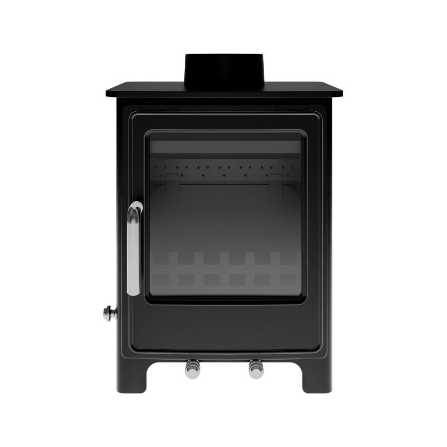 Cast Iron 5kW Log Burning Multi-Fuel Stove in Black - AmberGlo