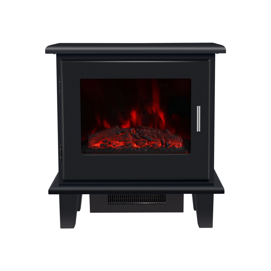 ONLY OPENED - Black Electric Stove with Chrome Handle - Amberglo