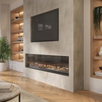ALMOST PERFECT - Black 60inch WiFi Enabled Inset Electric Media Wall Fireplace - AmberGlo