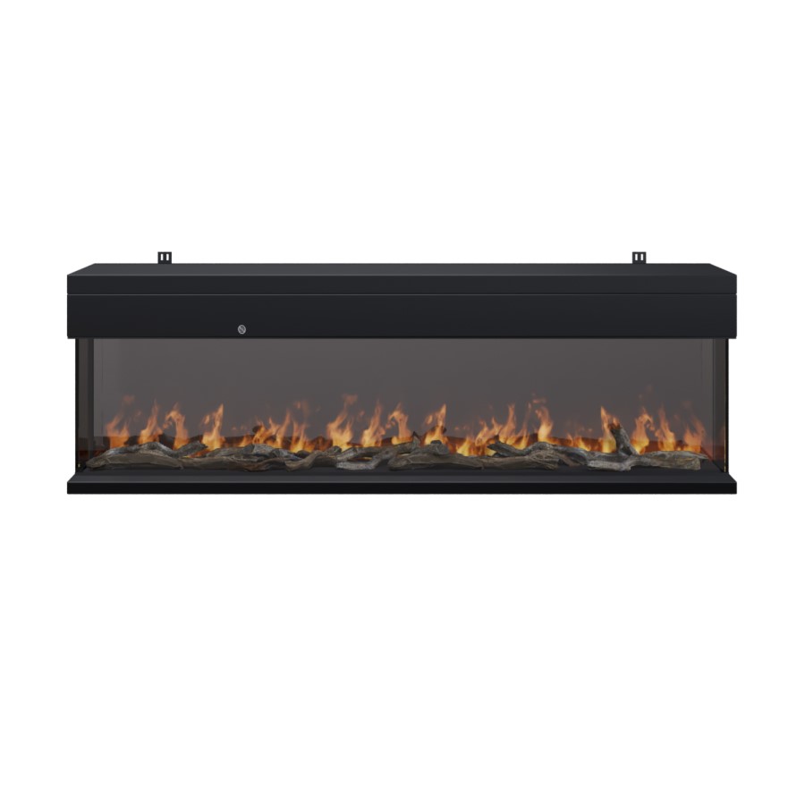 ALMOST PERFECT - Black 60inch WiFi Enabled Inset Electric Media Wall Fireplace - AmberGlo
