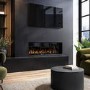 GRADE A3 - Black 3-Sided Inset Electric Media Wall Smart Fire Place - 40 Inch - AmberGlo