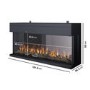 GRADE A3 - Black 3-Sided Inset Electric Media Wall Smart Fire Place - 40 Inch - AmberGlo