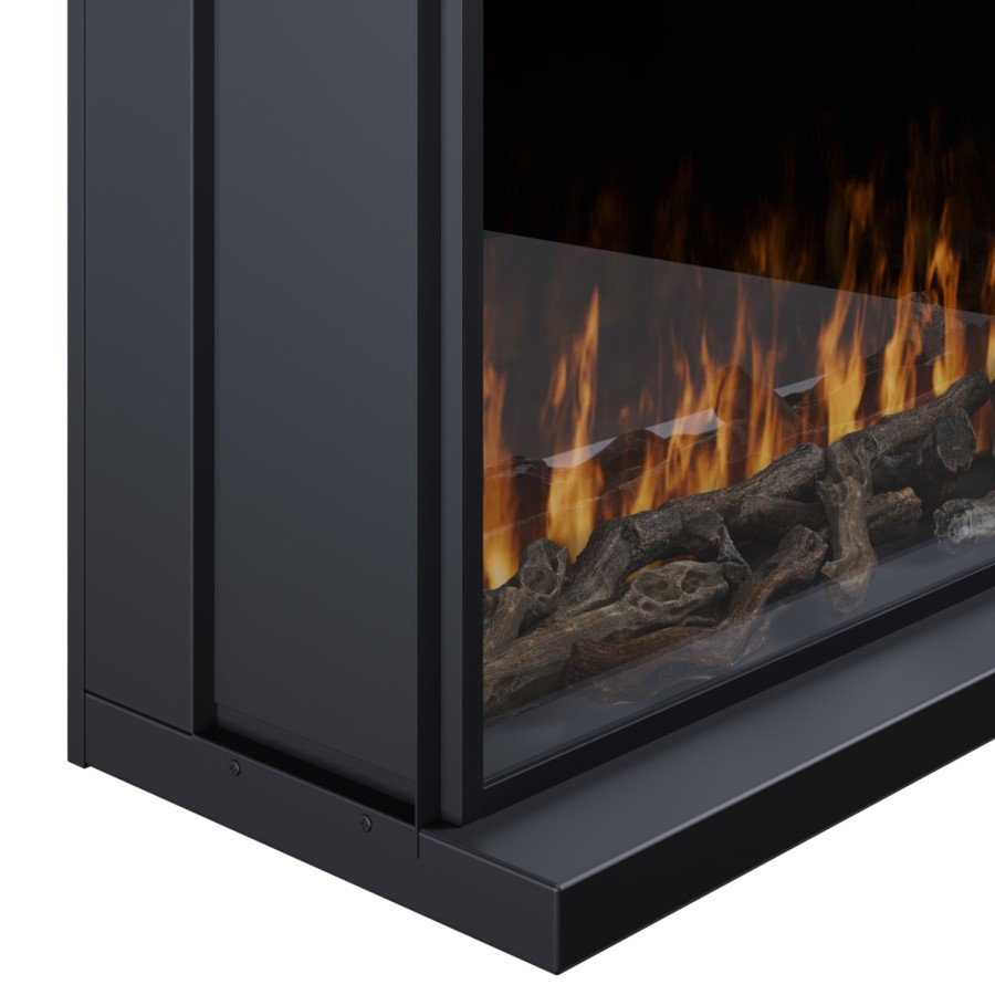 GRADE A3 - Black 3-Sided Inset Electric Media Wall Smart Fire Place - 40 Inch - AmberGlo
