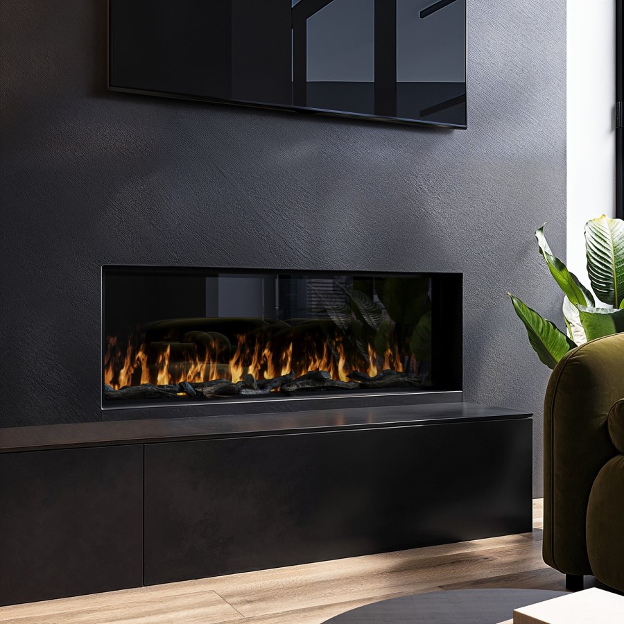 GRADE A3 - Black 3-Sided Inset Electric Media Wall Smart Fire Place - 40 Inch - AmberGlo