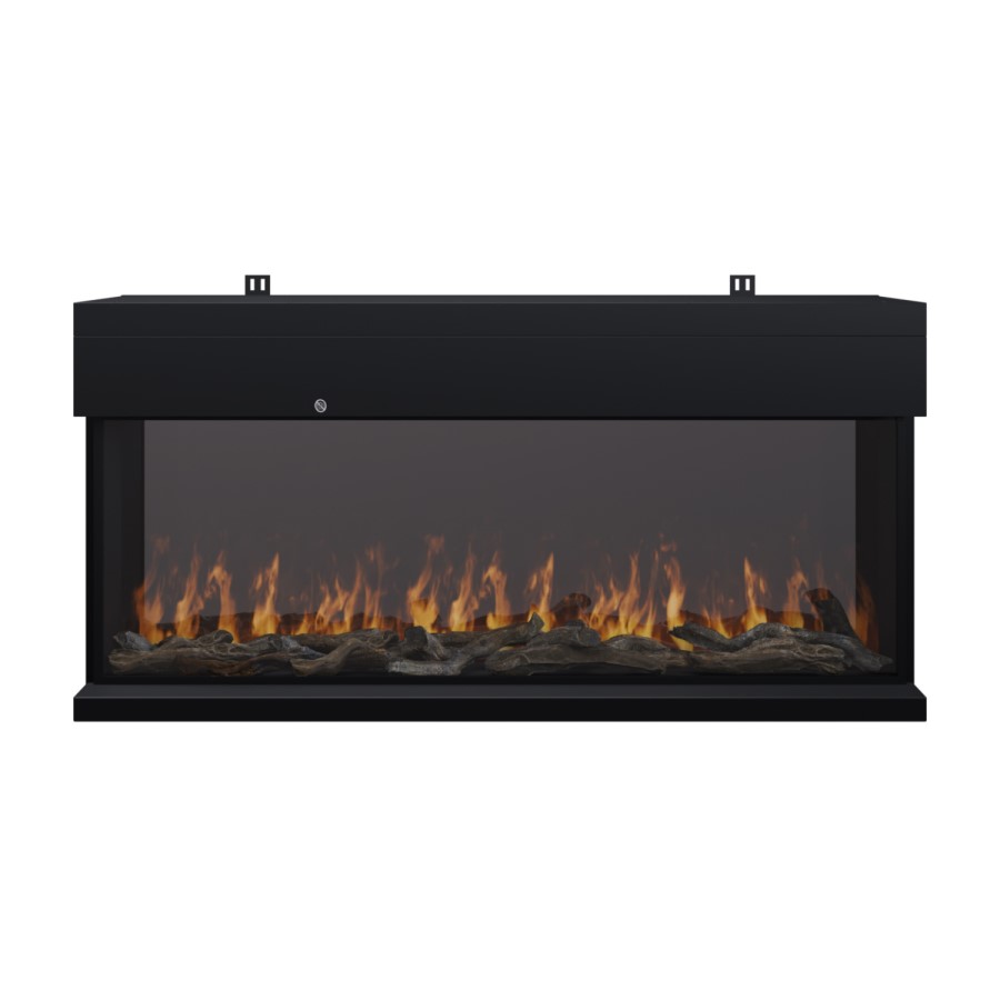 GRADE A3 - Black 3-Sided Inset Electric Media Wall Smart Fire Place - 40 Inch - AmberGlo