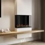 Black 3-Sided Inset Electric Media Wall Smart Fire Place - 30 Inch - AmberGlo