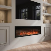 GRADE A3 - Black Slimline Inset Electric Media Wall Smart Fire Place - 60 Inch - AmberGlo