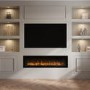 GRADE A3 - Black Slimline Inset Electric Media Wall Smart Fire Place - 60 Inch - AmberGlo
