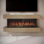 Oak Media Wall Mounted 3-Sided Electric Fireplace with Logs - 55 inch - AmberGlo