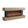 Oak Media Wall Mounted 3-Sided Electric Fireplace with Logs - 55 inch - AmberGlo