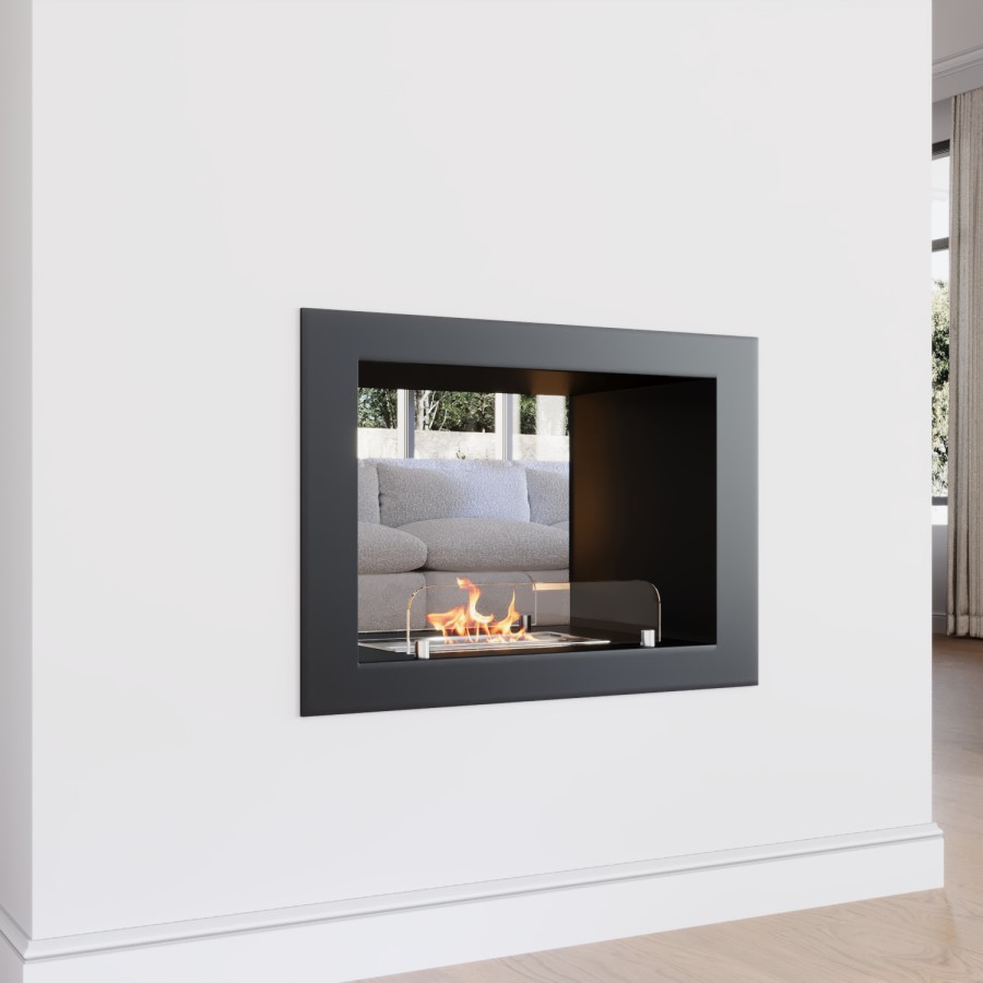 Double-Sided Bioethanol Fireplace in Black - 27 Inch - AmberGlo