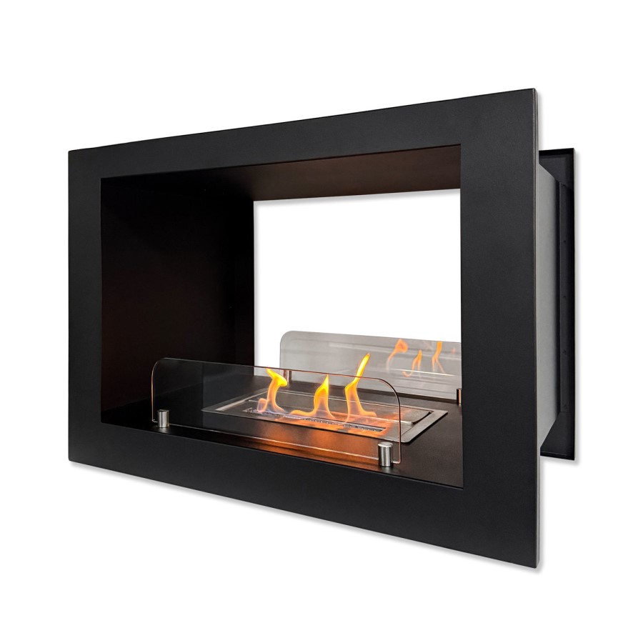 Double-Sided Bioethanol Fireplace in Black - 27 Inch - AmberGlo