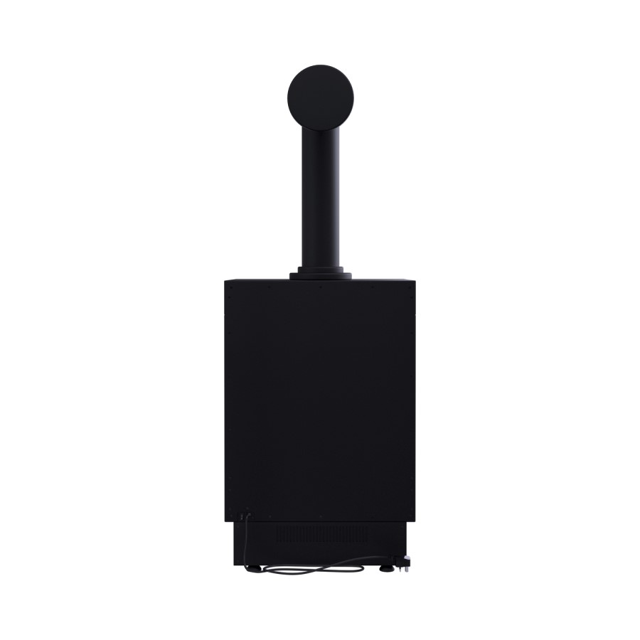 Small Electric Log Burner-Style Stove with Decorative Flue in Black - AmberGlo