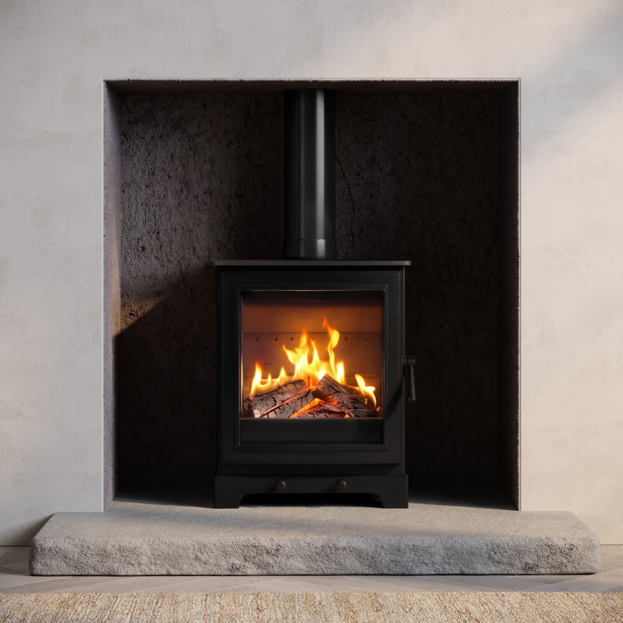 Freestanding 5kW Log Burner Stove in Black - AmberGlo