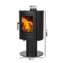 Floating 5.1kW Log Burner Multi-Fuel Stove in Black - AmberGlo