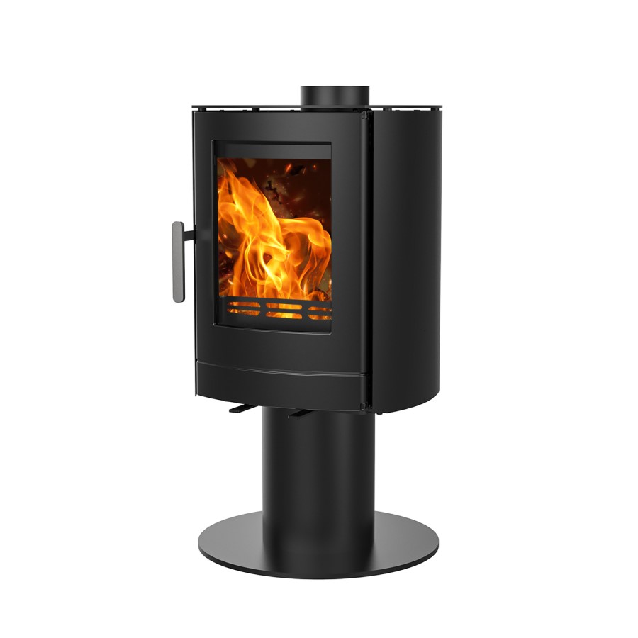 Floating 5.1kW Log Burner Multi-Fuel Stove in Black - AmberGlo