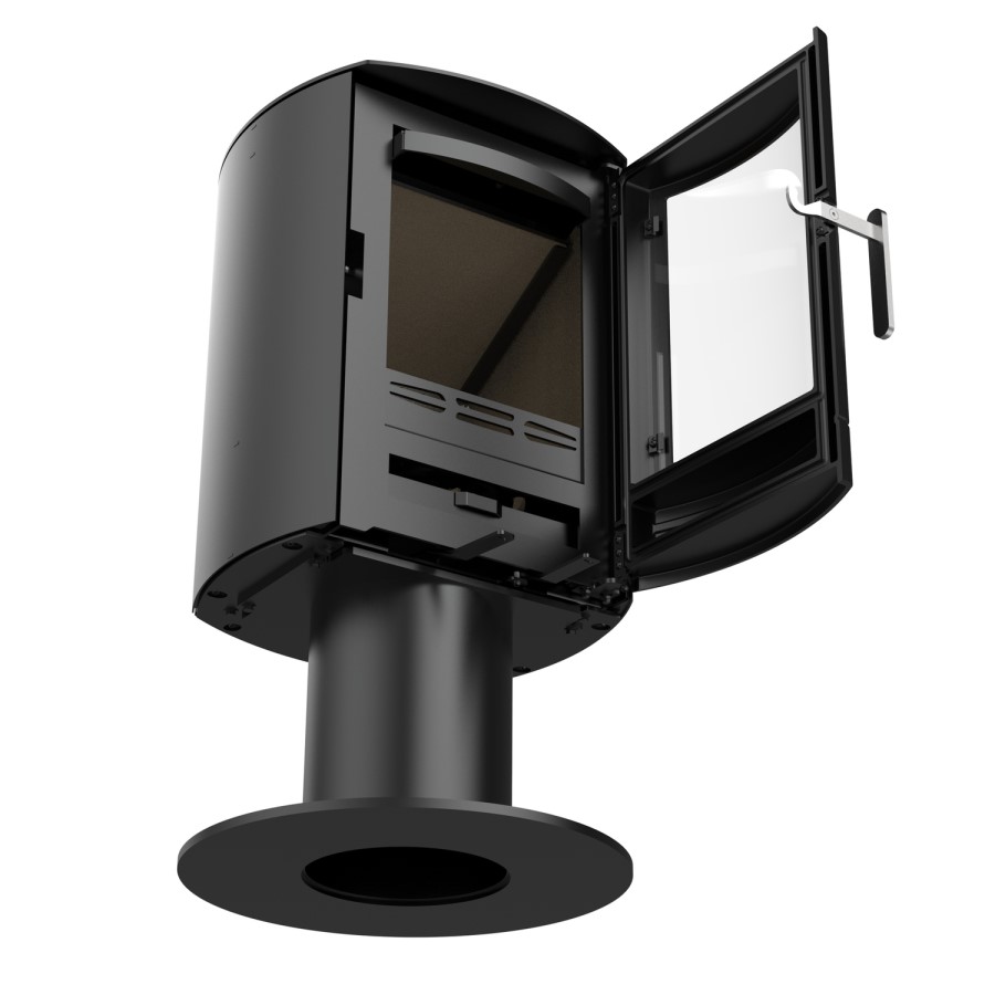 Floating 5.1kW Log Burner Multi-Fuel Stove in Black - AmberGlo