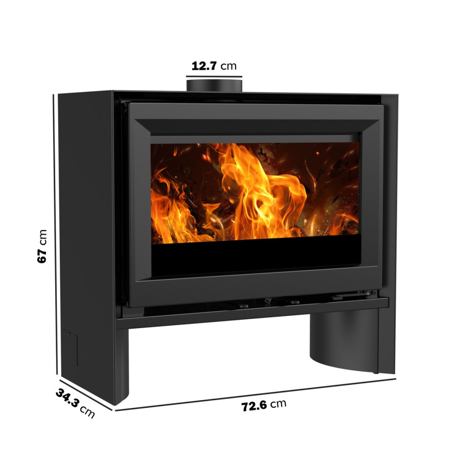Freestanding 8.2kW Wide Log Burner Stove in Black - AmberGlo