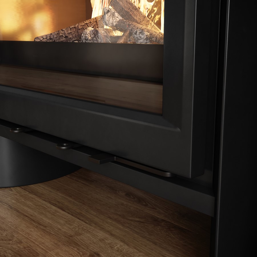 Freestanding 8.2kW Wide Log Burner Stove in Black - AmberGlo
