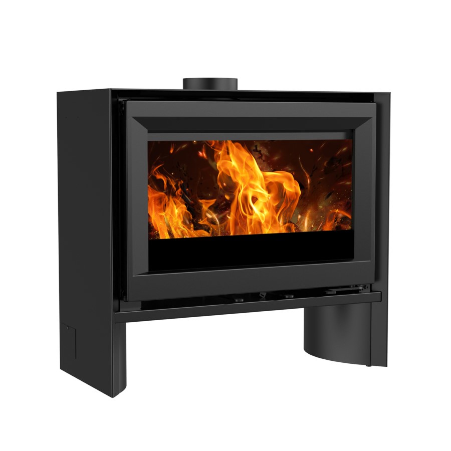 Freestanding 8.2kW Wide Log Burner Stove in Black - AmberGlo