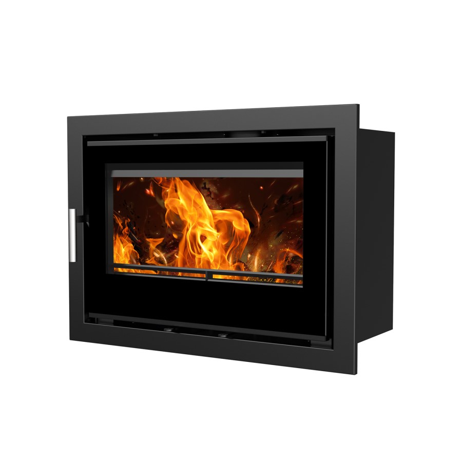 Inset Cassette 8.2kW Log Burner Stove in Black - AmberGlo