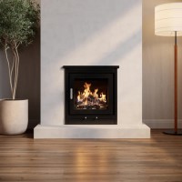 Semi-Inset 5.1kW Log Burner Stove In Black - AmberGlo