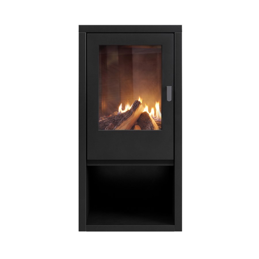 Freestanding 1.8kW Electric Log Burner Style Stove in Black with Log Store - AmberGlo