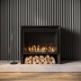 Freestanding 1.8kW Wide Electric Log Burner Style Stove in Black with Log Store - AmberGlo