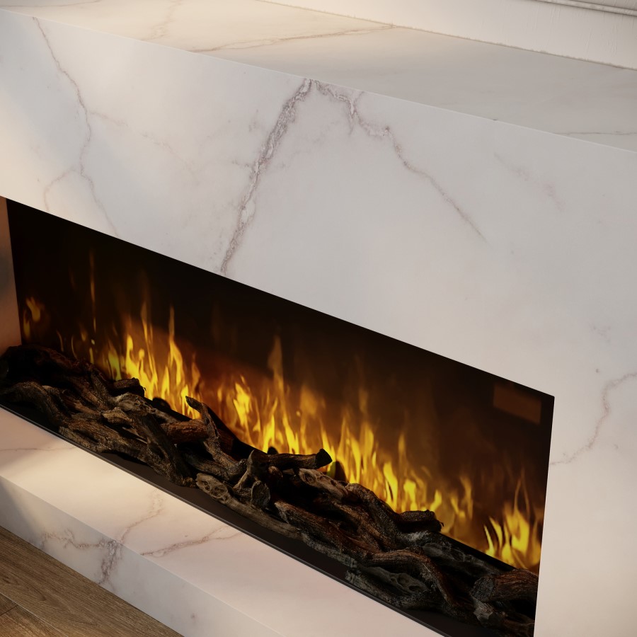 Freestanding Electric Fire with Marble Surround - 60 Inch - AmberGlo
