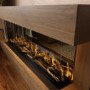 Freestanding Walnut 3-Sided Electric Fire with Logs - 60 Inch - AmberGlo