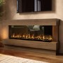 Freestanding Walnut 3-Sided Electric Fire with Logs - 60 Inch - AmberGlo