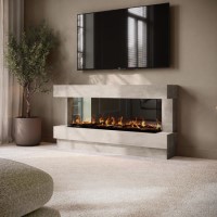 Freestanding Stone Effect 3-Sided Electric Fire with Logs - 60 inch - AmberGlo