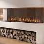 Self Build Media Wall with Black 3-Sided Inset Electric Fire with Log Store - 50 Inch - AmberGlo