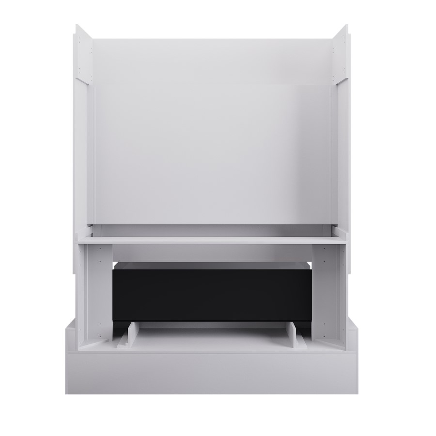 Self Build Media Wall with Black 3-Sided Inset Electric Fire with Log Store - 50 Inch - AmberGlo