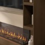 Self Build Walnut Media Wall with Black 3-Sided Inset Electric Fire with Shelving - 50 Inch - AmberGlo