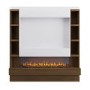 Self Build Walnut Media Wall with Black 3-Sided Inset Electric Fire with Shelving - 50 Inch - AmberGlo