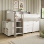 White and Oak Mid Sleeper Cabin Bed with Desk and Storage - Aire