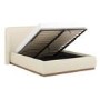 Cream Upholstered King Size Ottoman Bed with Curved Headboard - Adelyn