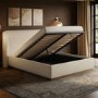 Cream Upholstered Super King Ottoman Bed with Curved Headboard - Adelyn
