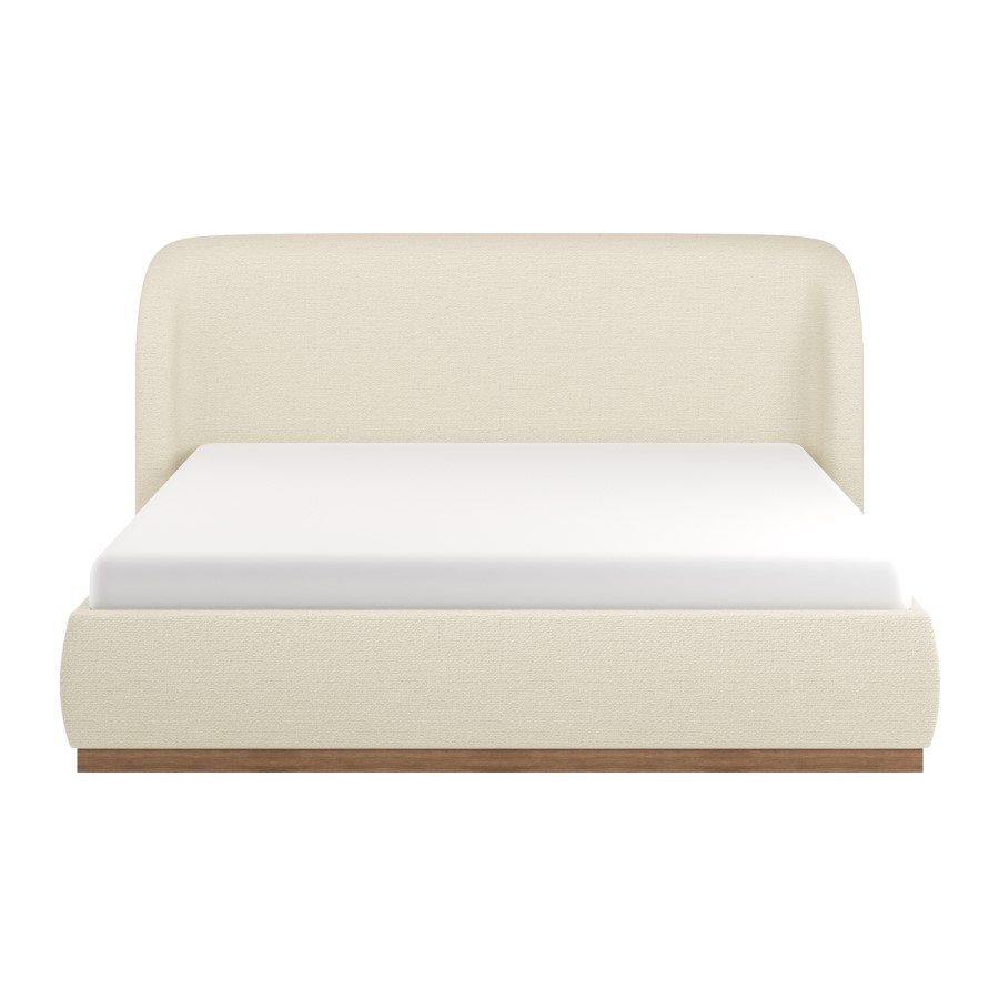 Cream Upholstered Super King Ottoman Bed with Curved Headboard - Adelyn